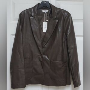 Edit By Nine Faux Leather Blazer